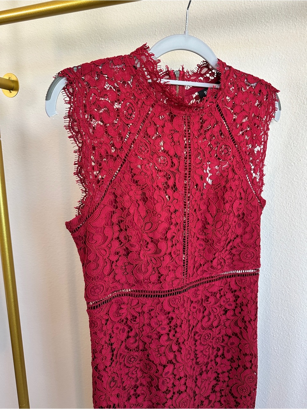 Bardot Red Lace Midi Dress - Picture 2 of 12